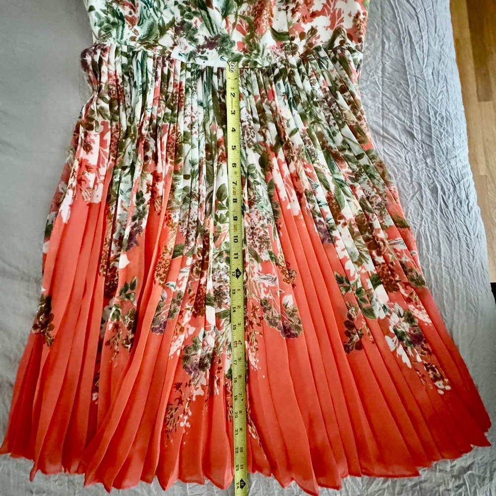 Adrianna Papell Orange Green Pleated Maxi Dress size 12 - Picture 9 of 11